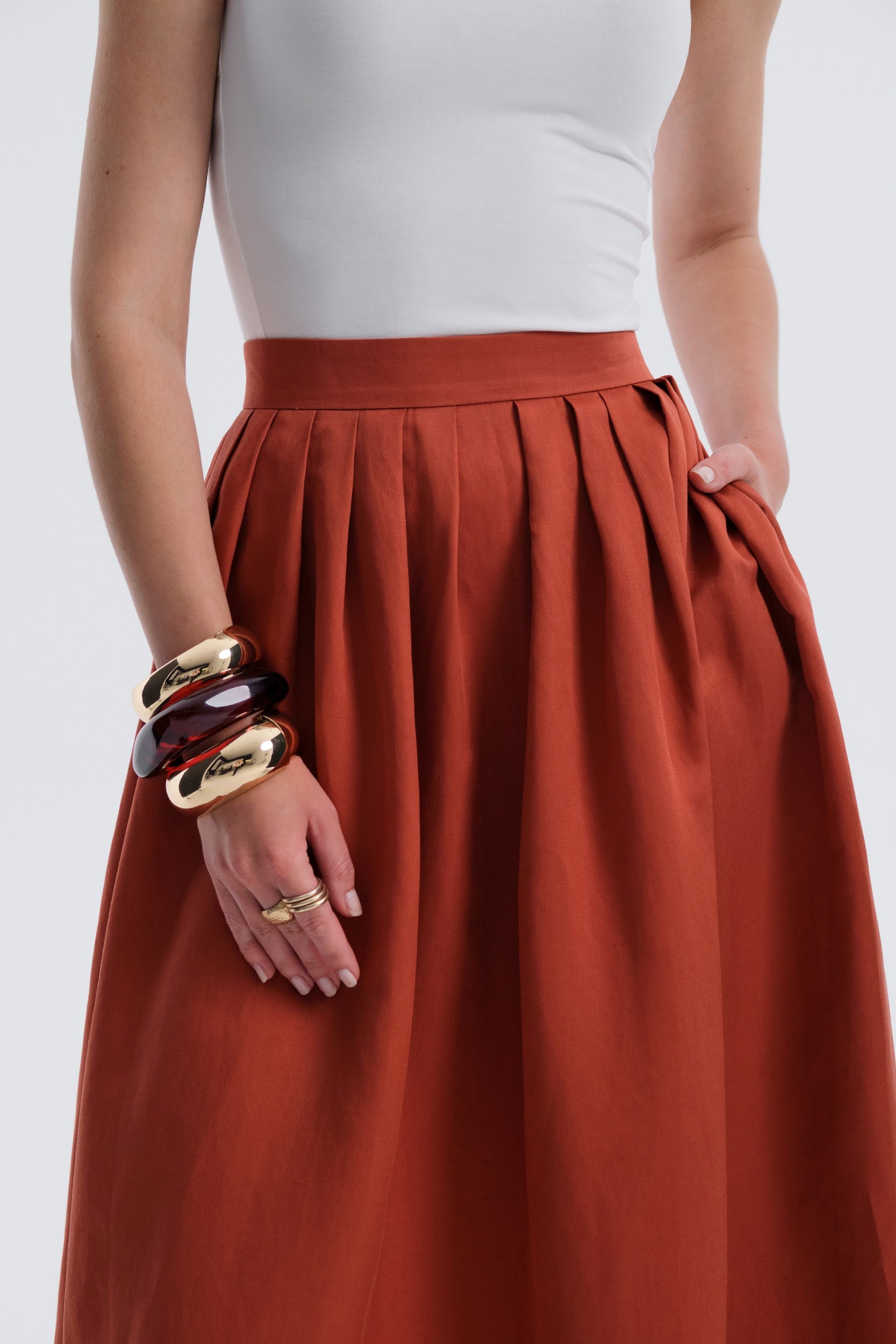 Palma Terre Cotta Midi Skirt