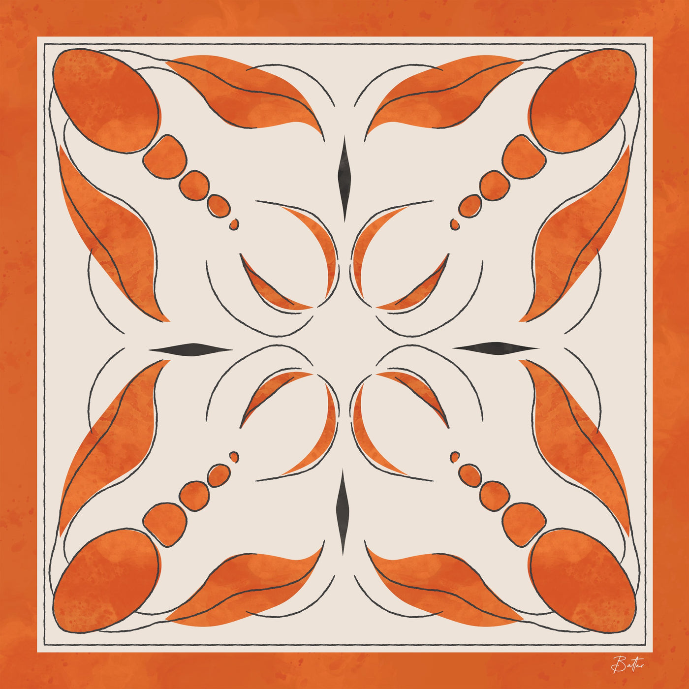 Wimbledon Silk Scarf – flat lay showing both Grace Orange and Grace Green variants