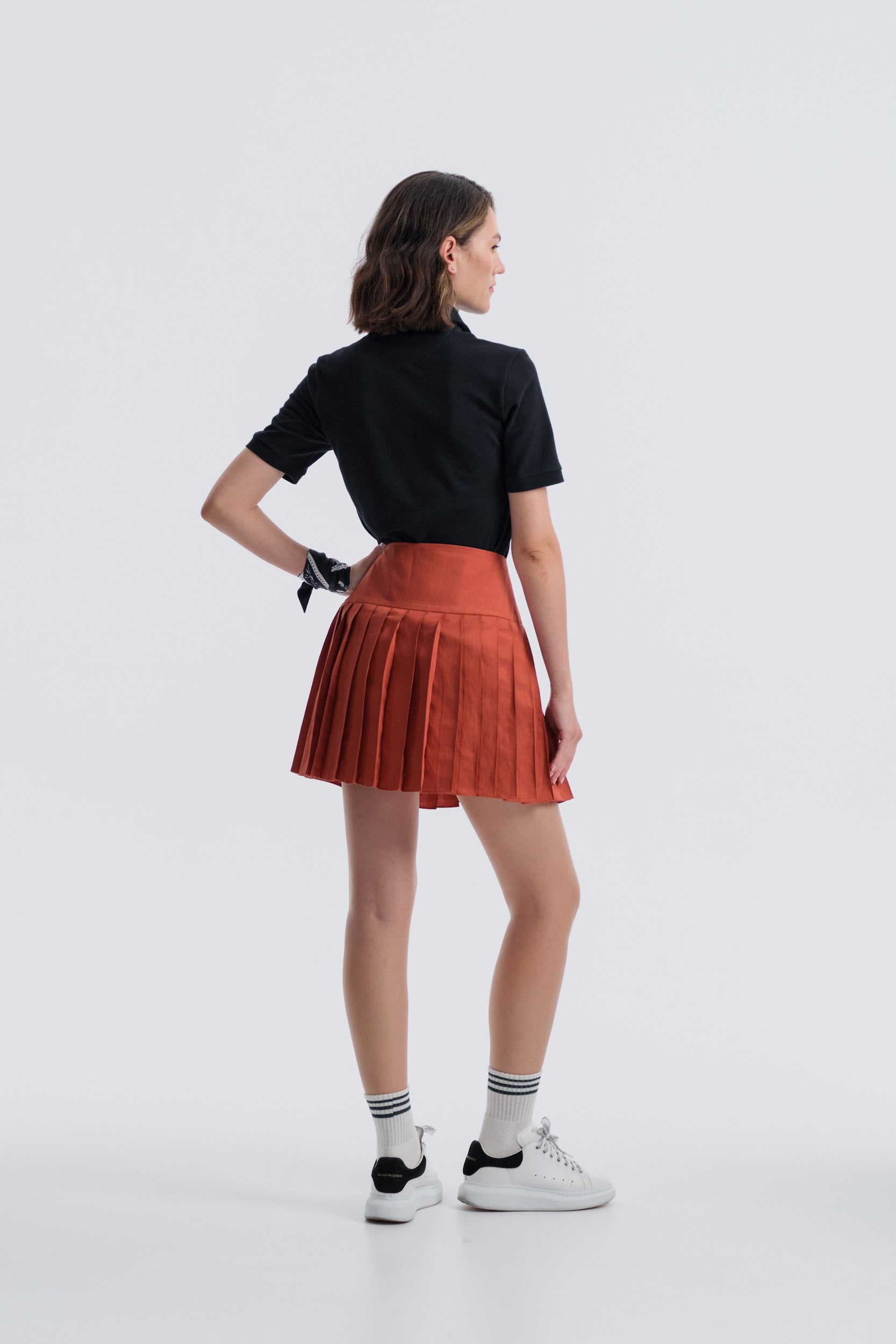 Sifnos Terre Cotta Pleated Skirt